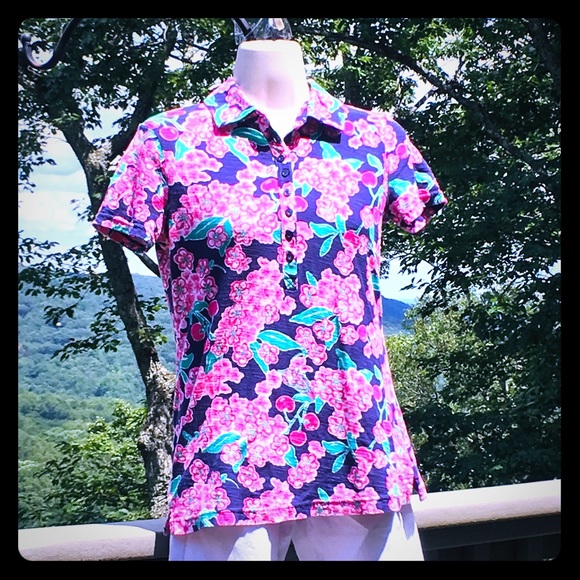 ♥️Lilly Pulitzer navy and pink top Size S - Picture 2 of 5